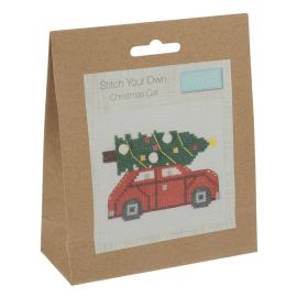 Counted Cross Stitch Kit: Christmas Tree Car